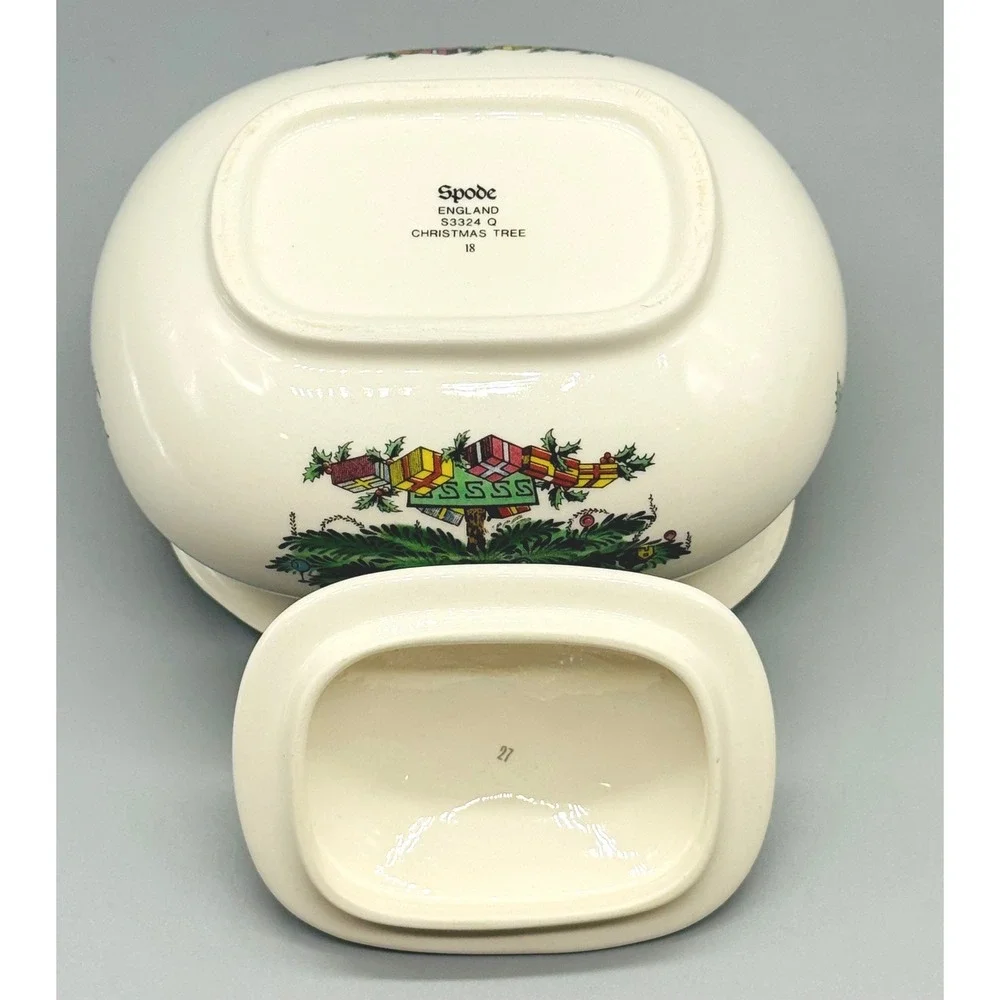 Spode Christmas Tree Creamer Lidded Sugar Bowl Set S3324 England Boxed